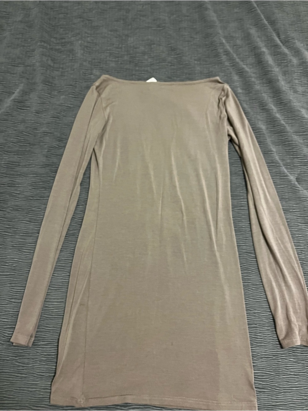 Sarah Pacini Long Sleeve Boatneck Dress in Taupe